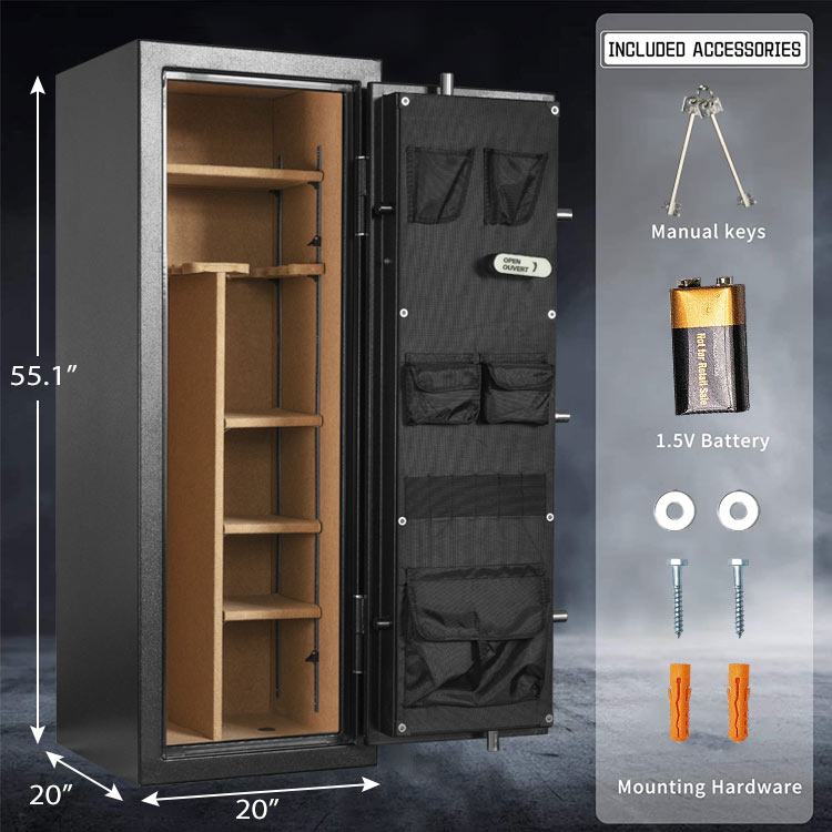 Tucen FA140YL Fireproof Cabinet Gun Safes for 12 Rifles
